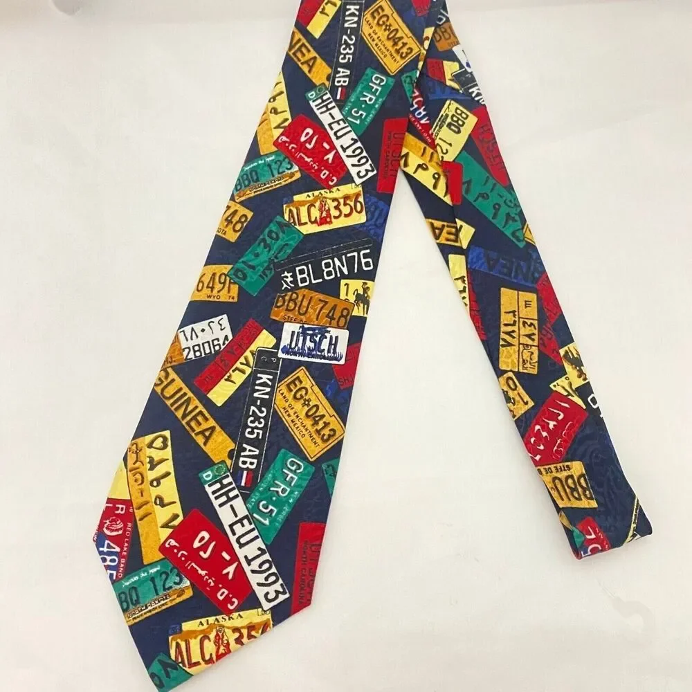 #5597 Soleil Mens License Plate Novelty Necktie, Tie 55X4
